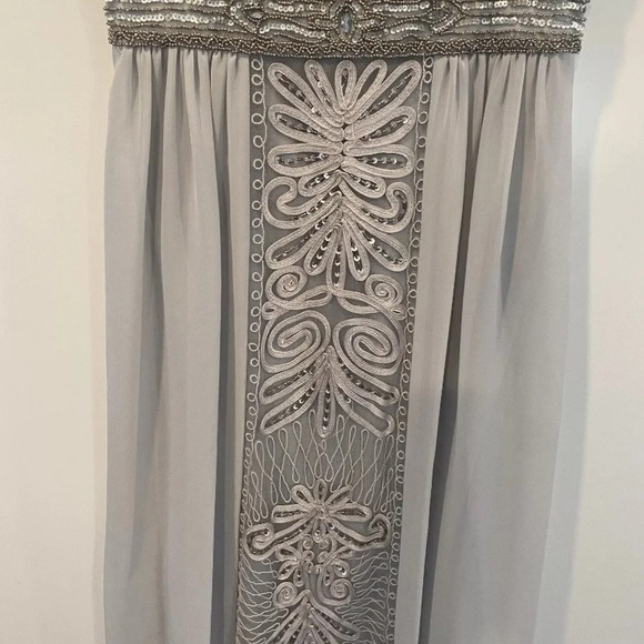 Sue Wong Platinum Beaded Long Formal Dress Gown Womens Size 4 - Picture 6 of 10